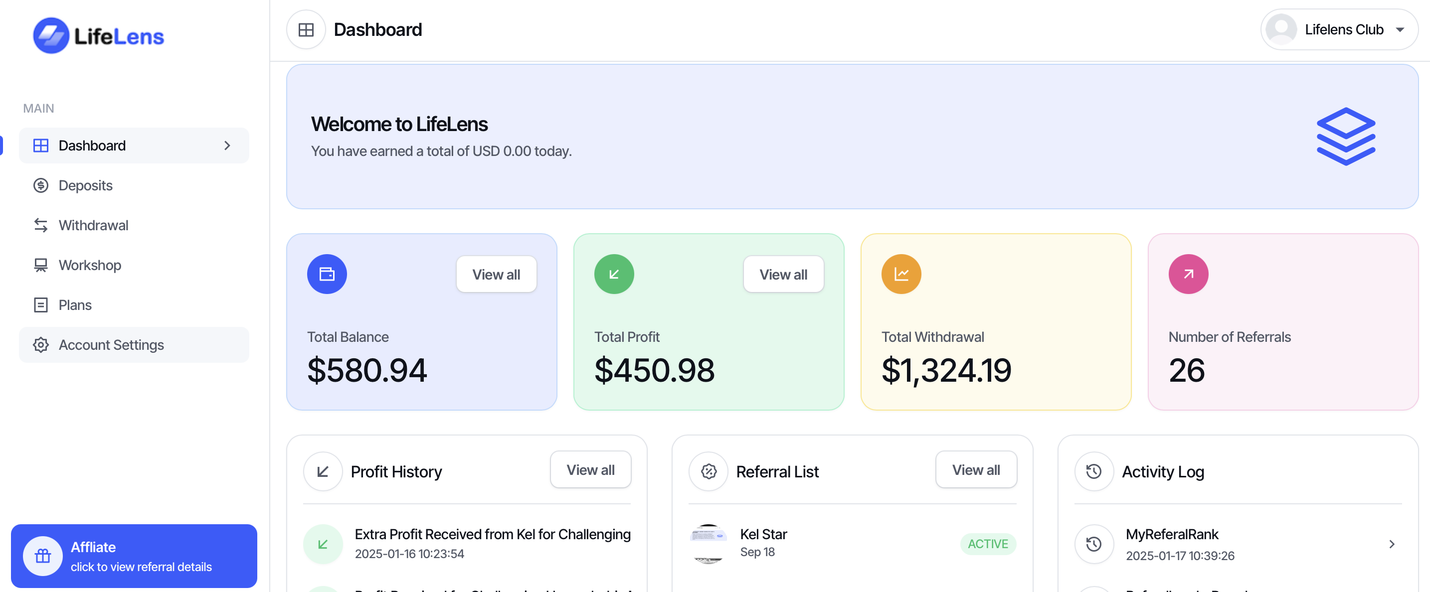 Dashboard Interface